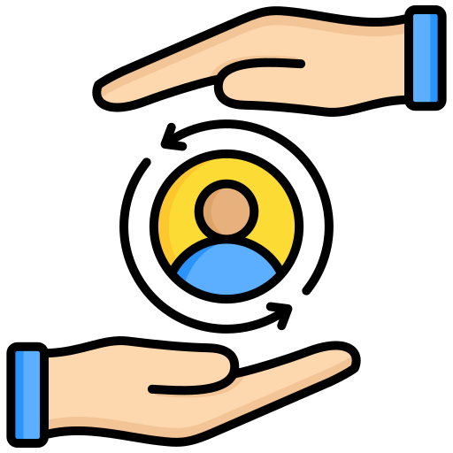 Hands protecting a person icon