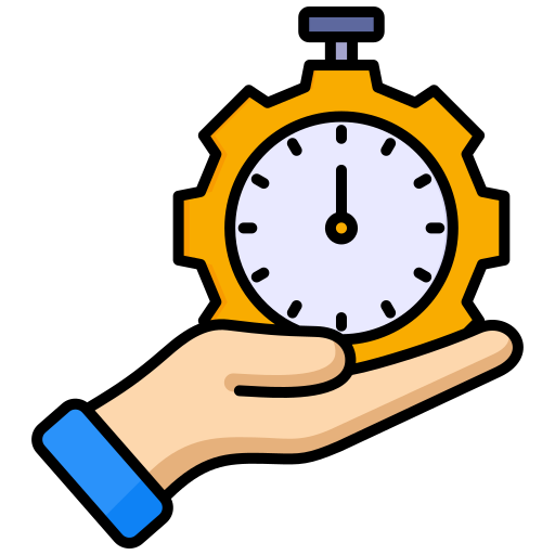 Hand holding a stopwatch icon